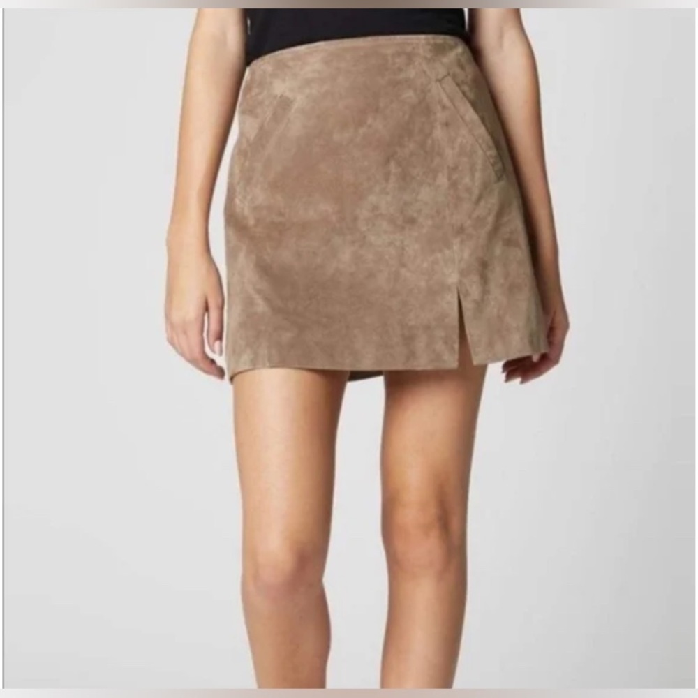 BLANKNYC Leather mini skirt Size 27 US Size 4 Taupe Zip Back Lined Fall Winter
